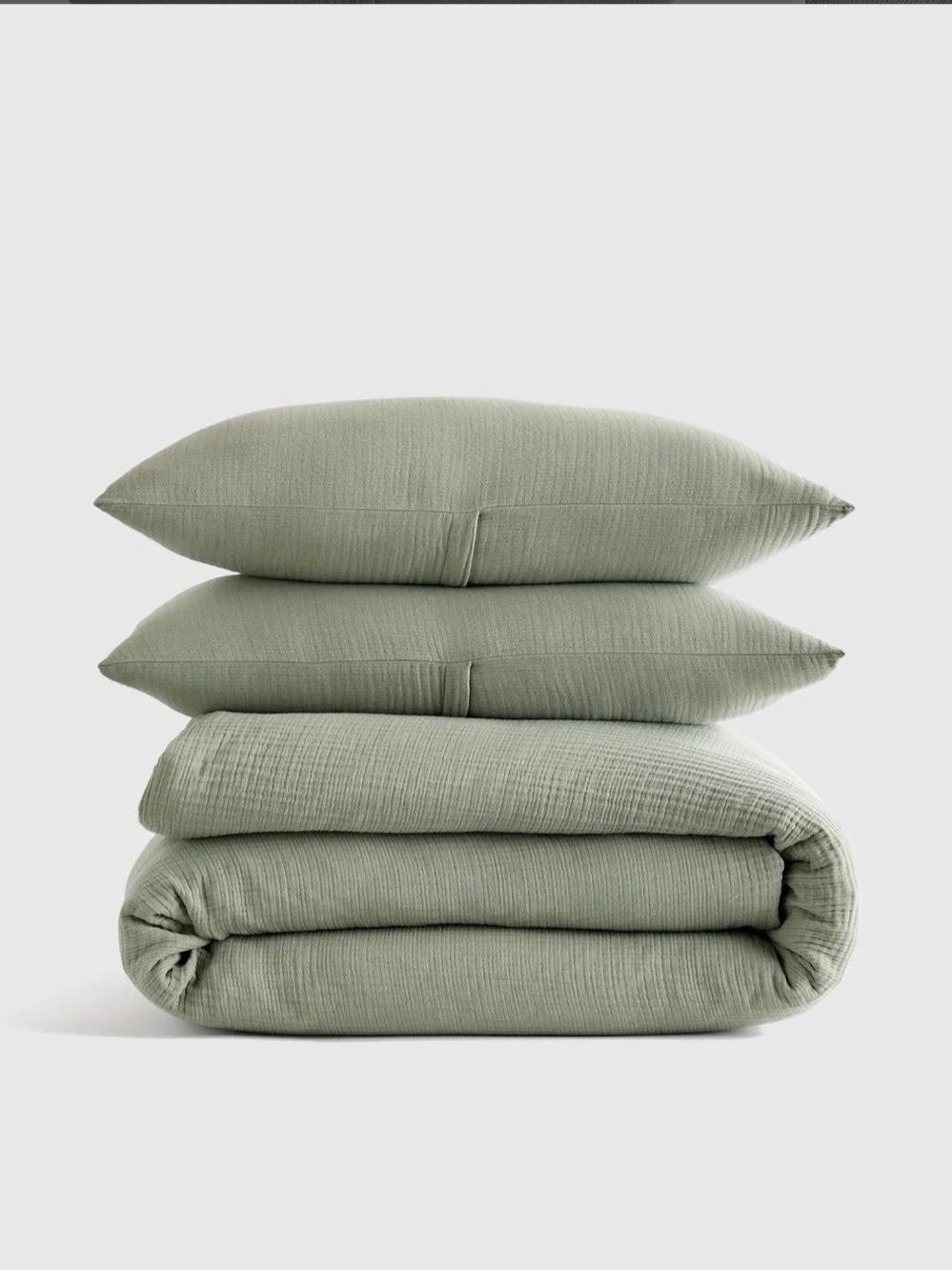 Quince Organic Cotton Gauze Duvet King/Cal King Set Like New Dried Sage